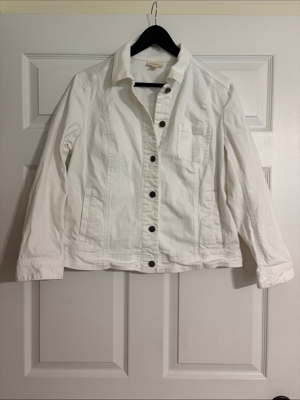 J.Jill White Jean Jacket Classic Button Front Medium